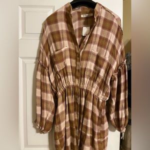Free People Plaid Tunic NWT
